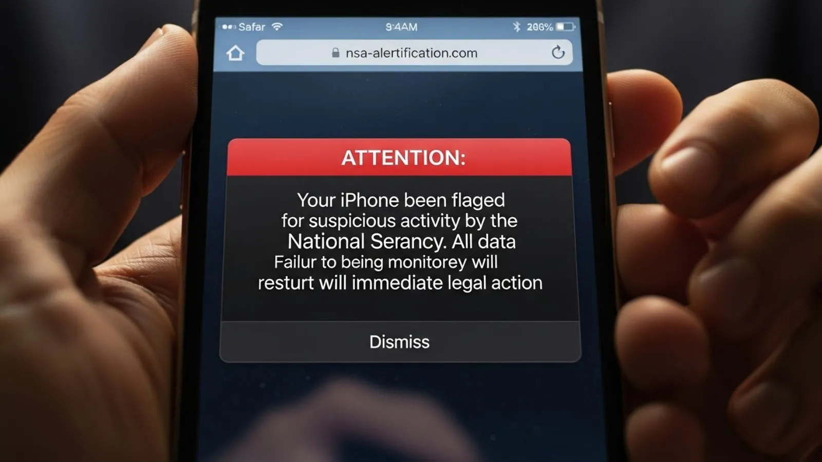 NSA Warning Message on iPhone