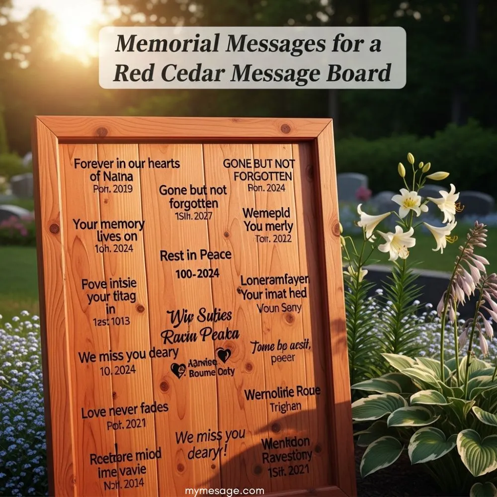 Memorial Messages For a Red Cedar Message Board