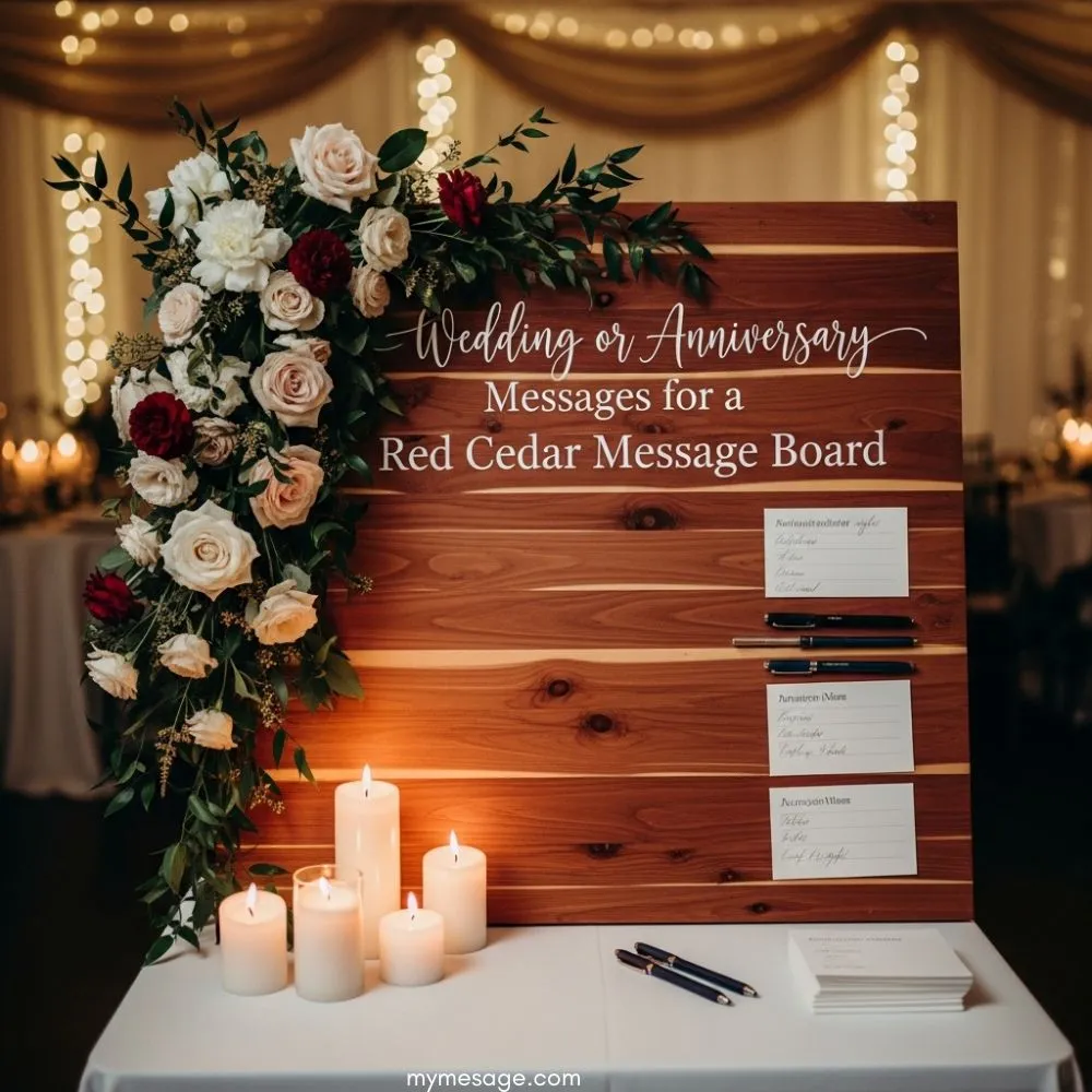  Wedding or Anniversary Messages For a Red Cedar Message Board